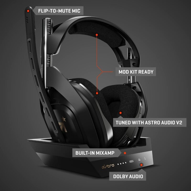 ⁦سماعة جيمنج استروا لاسلكية ASTRO Gaming A50 Wireless Headset + Base Station Gen 4- أسود (اوبن بوكس)⁩ - الصورة ⁦2⁩